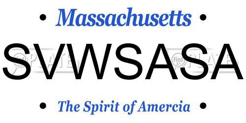 SVWSASA Massachusetts License Plate