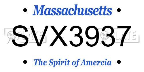 SVX3937 Massachusetts License Plate