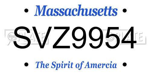 SVZ9954 Massachusetts License Plate