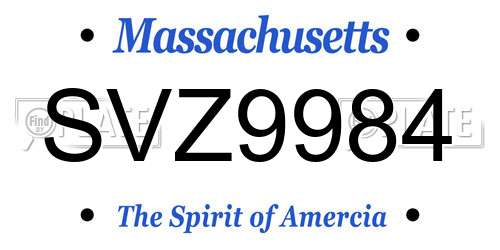 SVZ9984 Massachusetts License Plate