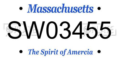 SW03455 Massachusetts License Plate