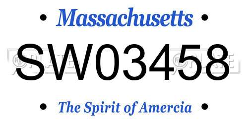 SW03458 Massachusetts License Plate