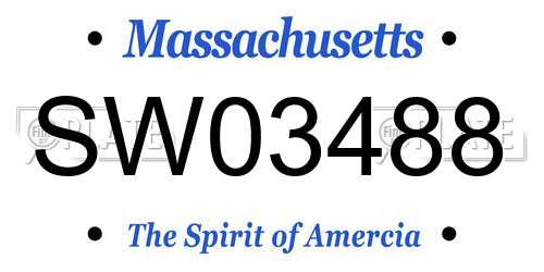 SW03488 Massachusetts License Plate