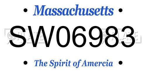 SW06983 Massachusetts License Plate