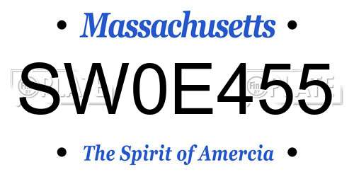 SW0E455 Massachusetts License Plate