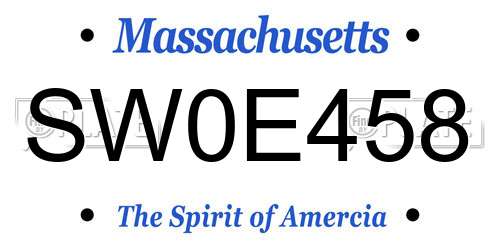 SW0E458 Massachusetts License Plate