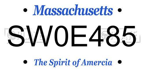 SW0E485 Massachusetts License Plate