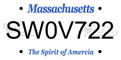 SW0V722 Massachusetts License Plate