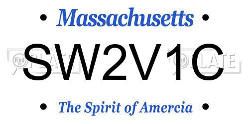 SW2V1C Massachusetts License Plate