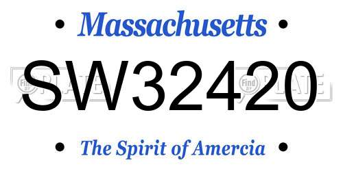 SW32420 Massachusetts License Plate