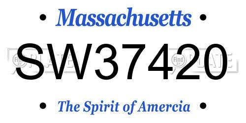 SW37420 Massachusetts License Plate
