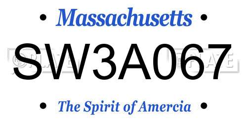 SW3A067 Massachusetts License Plate