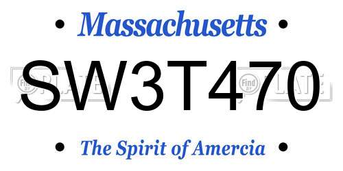 SW3T470 Massachusetts License Plate