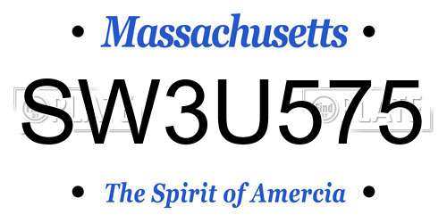 SW3U575 Massachusetts License Plate