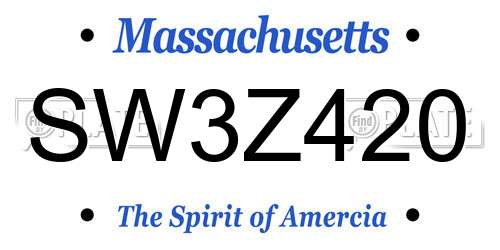 SW3Z420 Massachusetts License Plate