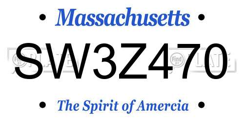 SW3Z470 Massachusetts License Plate