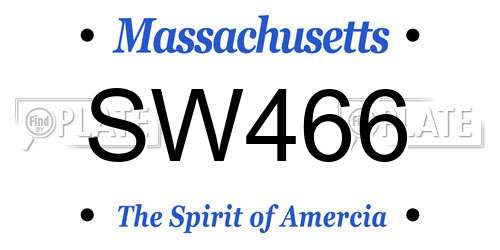 SW466 Massachusetts License Plate