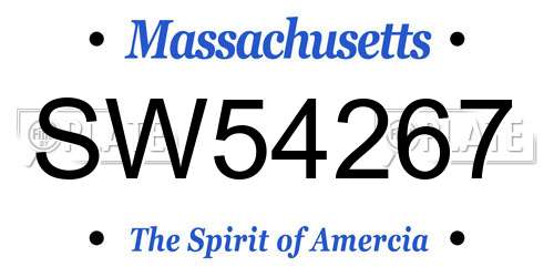 SW54267 Massachusetts License Plate
