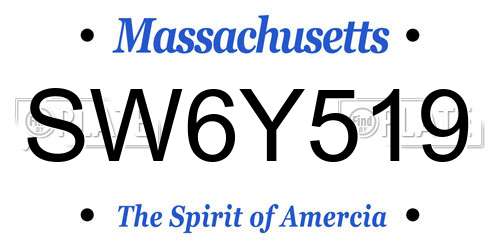 SW6Y519 Massachusetts License Plate