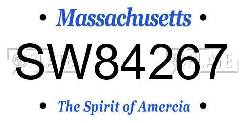 SW84267 Massachusetts License Plate