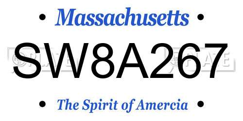 SW8A267 Massachusetts License Plate