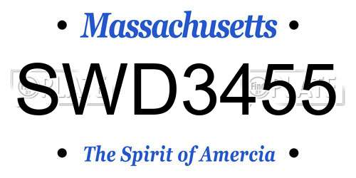 SWD3455 Massachusetts License Plate