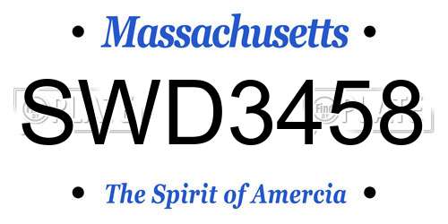 SWD3458 Massachusetts License Plate