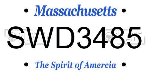 SWD3485 Massachusetts License Plate