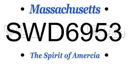 SWD6953 Massachusetts License Plate