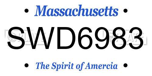 SWD6983 Massachusetts License Plate