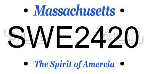SWE2420 Massachusetts License Plate