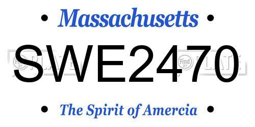 SWE2470 Massachusetts License Plate