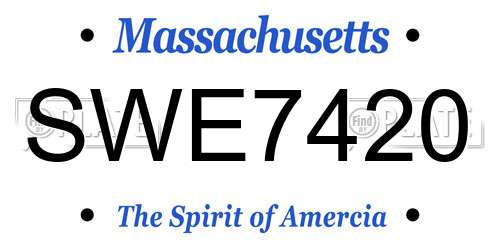 SWE7420 Massachusetts License Plate