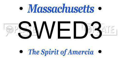 SWED3 Massachusetts License Plate