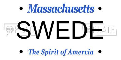 SWEDE Massachusetts License Plate