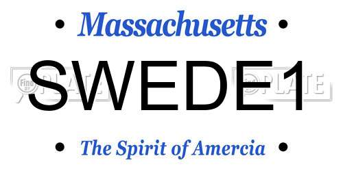 SWEDE1 Massachusetts License Plate