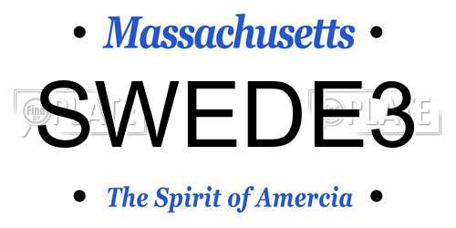SWEDE3 Massachusetts License Plate