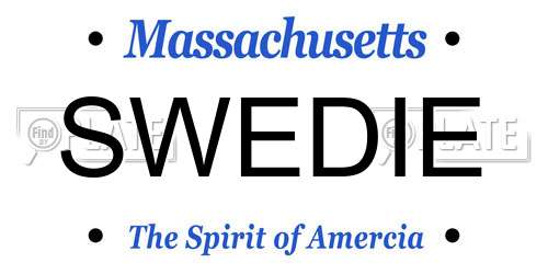SWEDIE Massachusetts License Plate