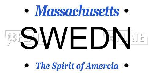 SWEDN Massachusetts License Plate