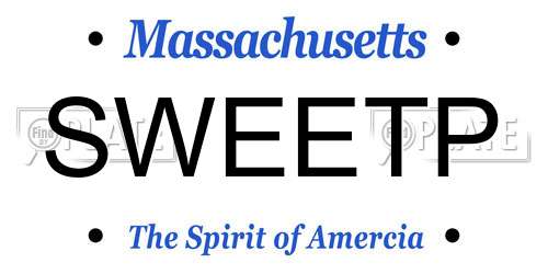 SWEETP Massachusetts License Plate