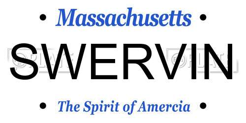 SWERVIN Massachusetts License Plate