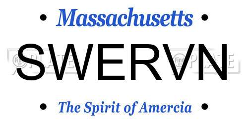 SWERVN Massachusetts License Plate