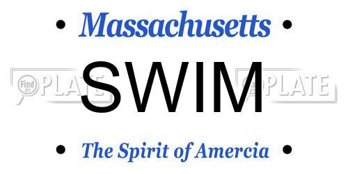 SWIM Massachusetts License Plate