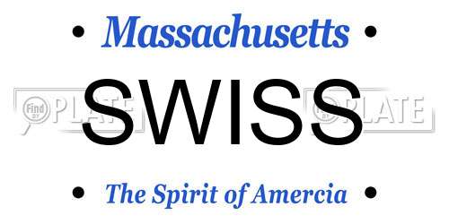 SWISS Massachusetts License Plate