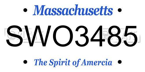 SWO3485 Massachusetts License Plate