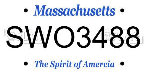 SWO3488 Massachusetts License Plate