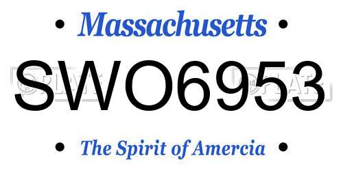 SWO6953 Massachusetts License Plate
