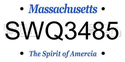 SWQ3485 Massachusetts License Plate