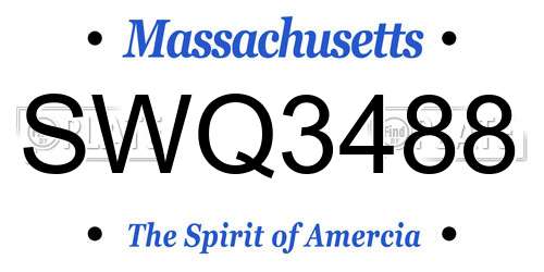 SWQ3488 Massachusetts License Plate