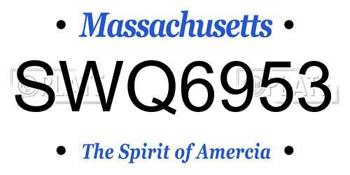 SWQ6953 Massachusetts License Plate